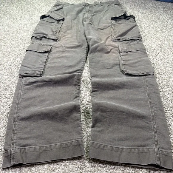 Vintage American Eagle Brown Cargo Pants Faded Y2k Essential Style Baggy 36/31 - Picture 2 of 12